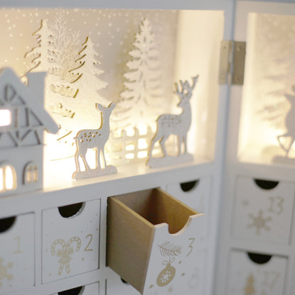 Wooden Christmas Advent Calendar Book White